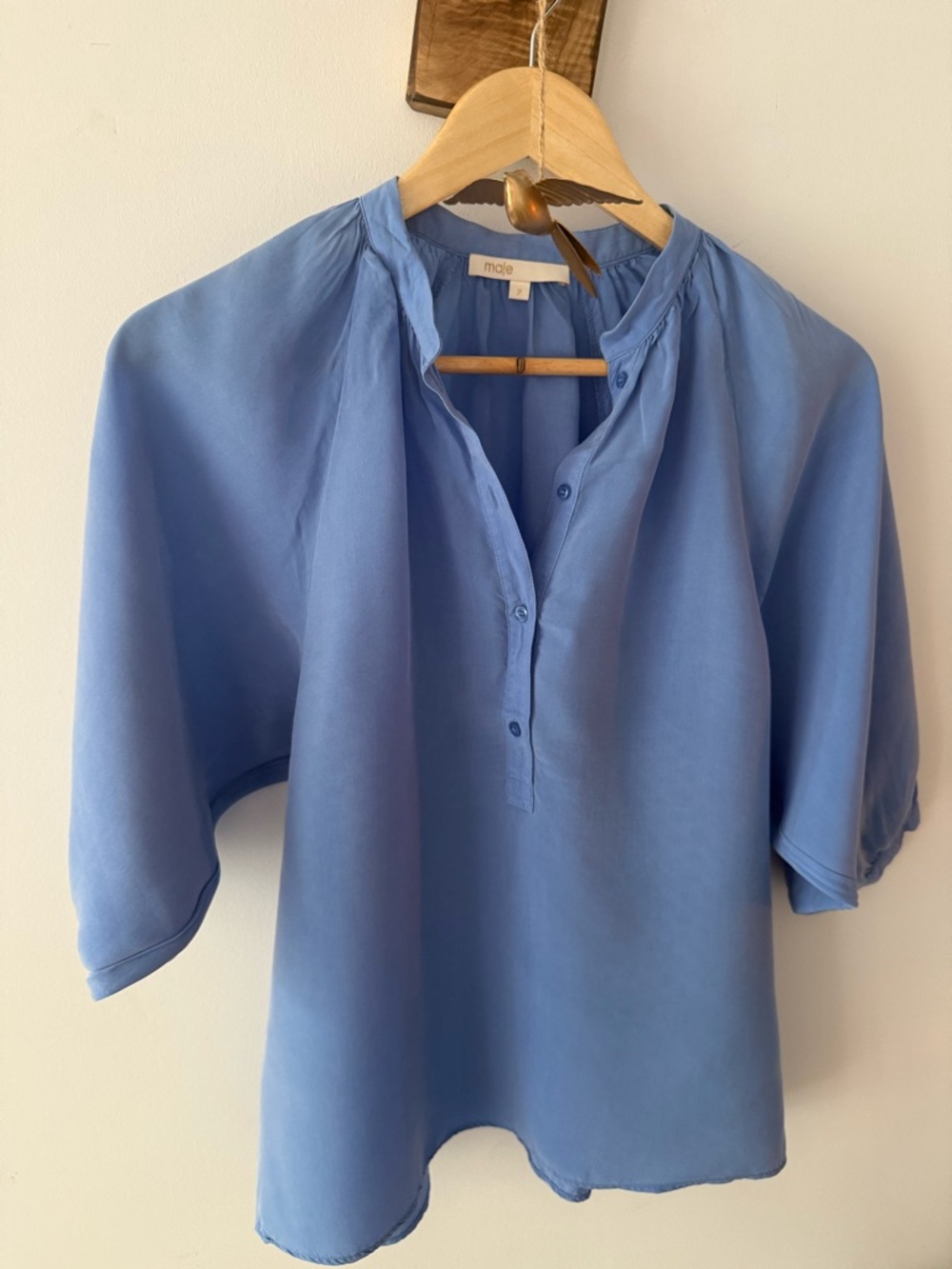 Maje light blue button-front blouse (2)